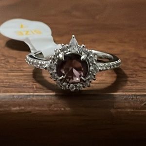 Brand NEW 925 Sterling Silver with Lab Created Amethyst and Diamond Stones.